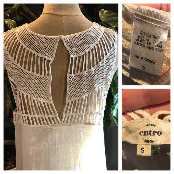 Anaise boho ivory ruffled crochet tank tunic top - Picture 8 of 8